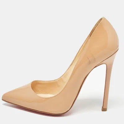 Pre-owned Christian Louboutin Beige Patent So Kate Pumps Size 36.5