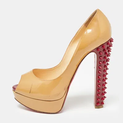 Pre-owned Christian Louboutin Beige Patent Taclou Pumps Size 38