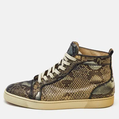 Pre-owned Christian Louboutin Beige Python Leather Rantus Orlato High Top Sneakers Size 44