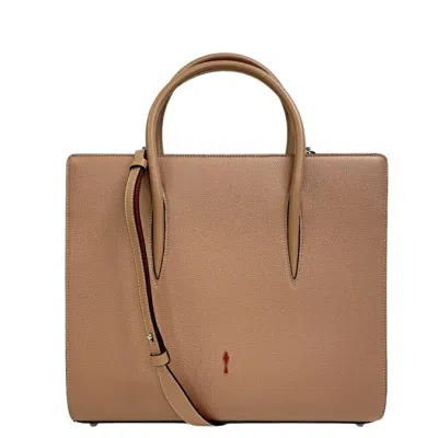 Pre-owned Christian Louboutin Beige Red Color Leather Shoulder Bag Tote Bag () In Multi