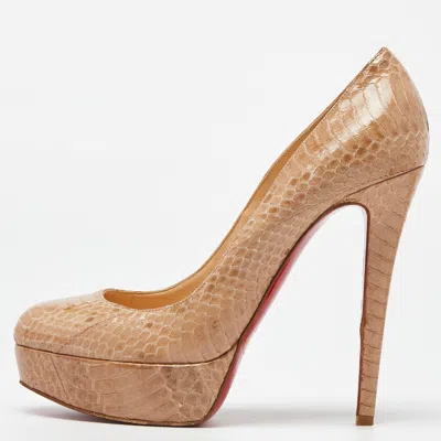 Pre-owned Christian Louboutin Beige Snakeskin Bianca Pumps Size 38.5