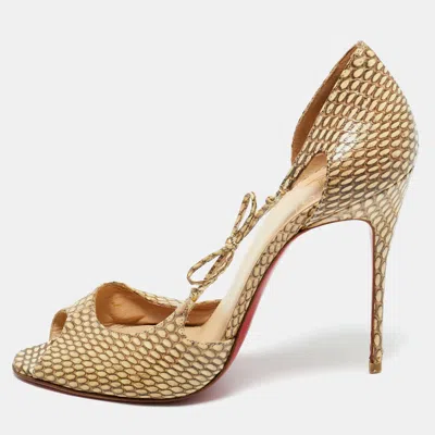 Pre-owned Christian Louboutin Beige Snakeskin Leather Delico D'orsay Pumps Size 36.5 In Sand