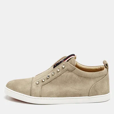 Pre-owned Christian Louboutin Beige Suede F.a.v Fique A Vontade Sneakers Size 42.5