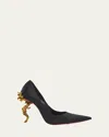 Christian Louboutin Belle Silk Crepe Lin Galva Heel Pumps In Black