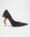 Christian Louboutin Belle Silk Crepe Lin Galva Heel Pumps In Black