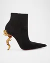 Christian Louboutin Belle Suede Red Sole Ankle Booties In Black