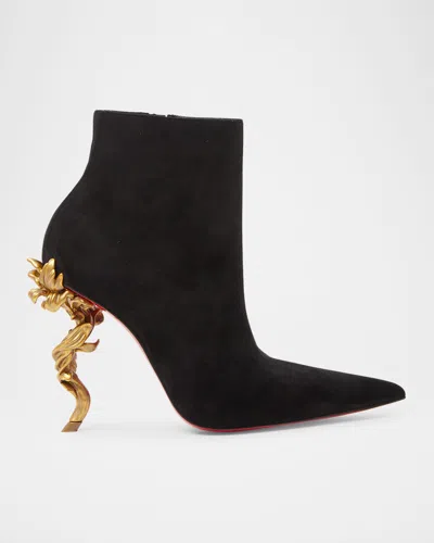 CHRISTIAN LOUBOUTIN BELLE SUEDE RED SOLE ANKLE BOOTIES