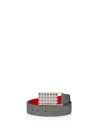 Christian Louboutin Textured Grey Leather Belt With Silver Studs In Gray