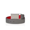 Christian Louboutin Textured Grey Leather Belt With Silver Studs In Gray
