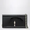 Christian Louboutin Rectangular Patent Clutch Featuring Chain Strap In Black