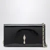 Christian Louboutin Rectangular Patent Clutch Featuring Chain Strap In Black