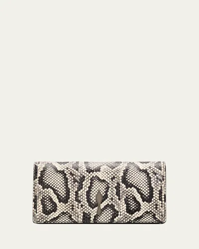 Christian Louboutin Bettina Clutch Bag In Snakeskin In Roccia/gunmetal