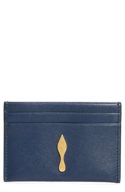 Christian Louboutin Bettina Leather Card Case In Blue