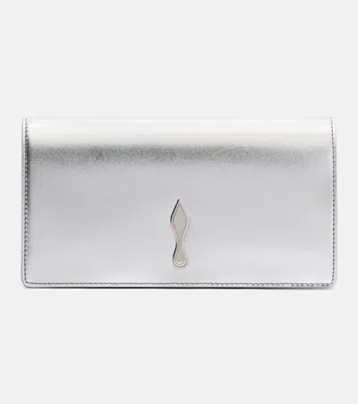 Christian Louboutin Bettina Metallic Leather Clutch In Silver