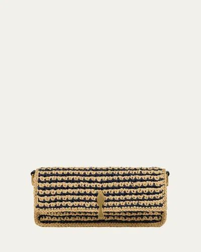 Christian Louboutin Bettina Mini Crossbody Bag In Striped Crochet Raffia In Brown