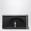 Christian Louboutin Rectangular Patent Clutch Featuring Chain Strap In Black