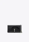 Christian Louboutin Rectangular Patent Clutch Featuring Chain Strap In Black