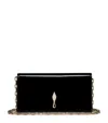 Christian Louboutin Rectangular Patent Clutch Featuring Chain Strap In Black