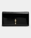 Christian Louboutin Rectangular Patent Clutch Featuring Chain Strap In Black