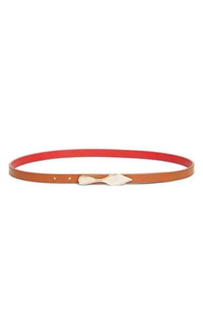 Christian Louboutin Bettina Reversible Leather Skinny Belt In Red