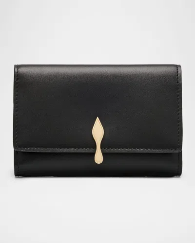 Christian Louboutin Bettina Trifold Card Holder In Leather In Black