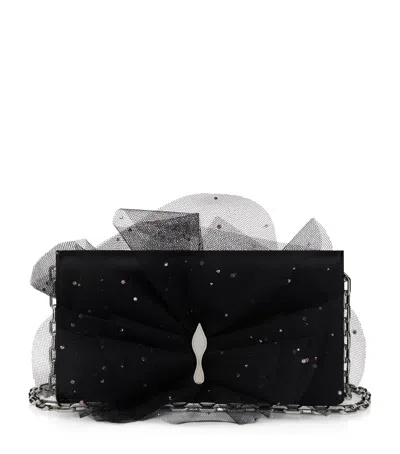 Christian Louboutin Bettina Tulle Clutch Bag In Black