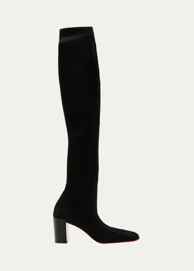 CHRISTIAN LOUBOUTIN BEYONSTAGE KNIT RED SOLE KNEE BOOTS