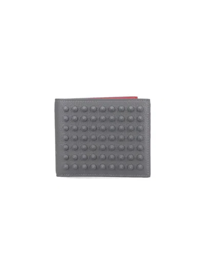 Christian Louboutin Bi-fold Wallet With Tone-on-tone Metal Studs In Gray