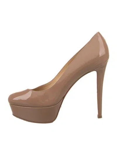 Pre-owned Christian Louboutin Bianca 120 Patent Leather Pumps In Neutrals