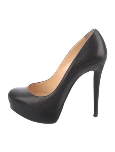 Pre-owned Christian Louboutin Bianca 140 Leather Pumps In Black