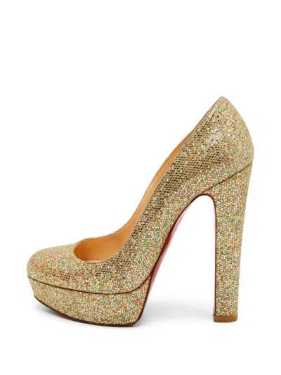 Pre-owned Christian Louboutin Bianca Platform Pumps In Gold