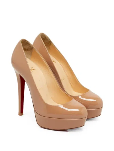 Pre-owned Christian Louboutin Bianca Platform Pumps In Neutral