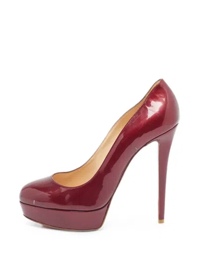 Pre-owned Christian Louboutin Bianca Platform Pumps In Red