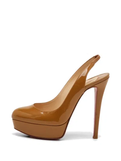 Pre-owned Christian Louboutin Bianca Platform Sandals In Neutral