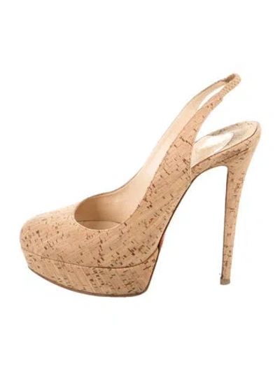 Pre-owned Christian Louboutin Bianca Printed Slingback Pumps In Neutral