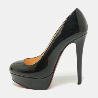 Pre-owned Christian Louboutin Bianca Size 35 Black Patent Leather Platform Pumps
