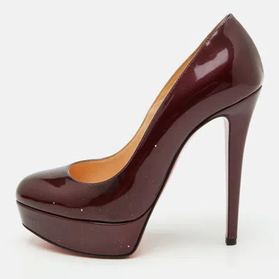 Pre-owned Christian Louboutin Bianca Size 35.5 Burgundy Patent Leather Platform Pumps