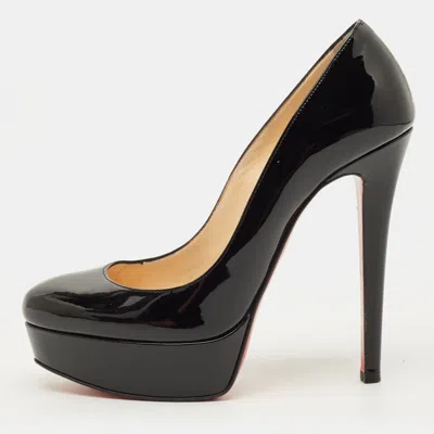 Pre-owned Christian Louboutin Bianca Size 36 Black Patent Leather Platform Pumps