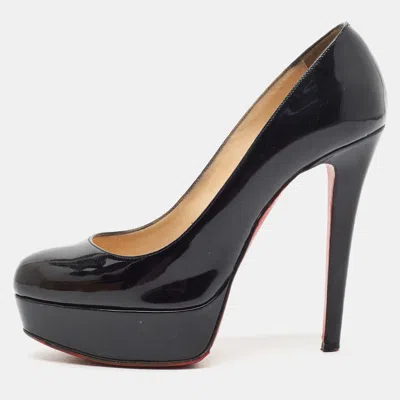 Pre-owned Christian Louboutin Bianca Size 36.5 Black Patent Leather Platform Pumps