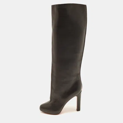 Pre-owned Christian Louboutin Bianca Size 37 Black Leather Knee Length Boots