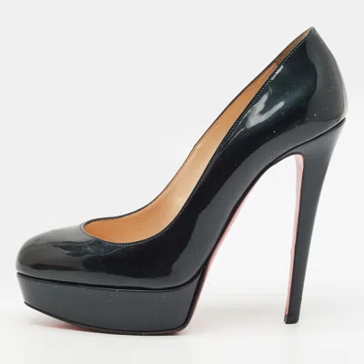 Pre-owned Christian Louboutin Bianca Size 37 Black Patent Leather Platform Pumps