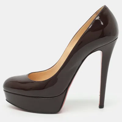 Pre-owned Christian Louboutin Bianca Size 38 Burgundy Patent Leather Platform Pumps