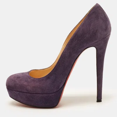 Pre-owned Christian Louboutin Bianca Size 38.5 Purple Suede Platform Pumps