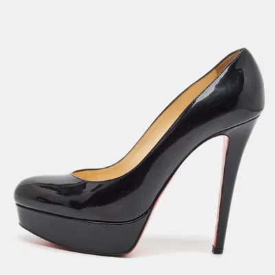 Pre-owned Christian Louboutin Bianca Size 39.5 Black Patent Leather Platform Pumps