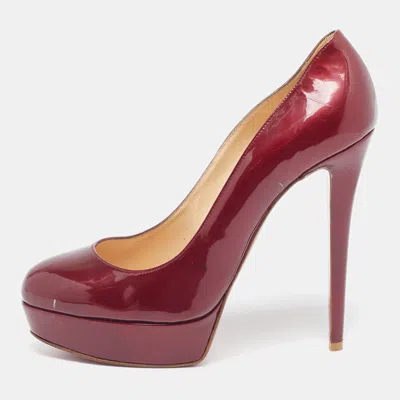 Pre-owned Christian Louboutin Bianca Size 39.5 Burgundy Patent Leather Pumps