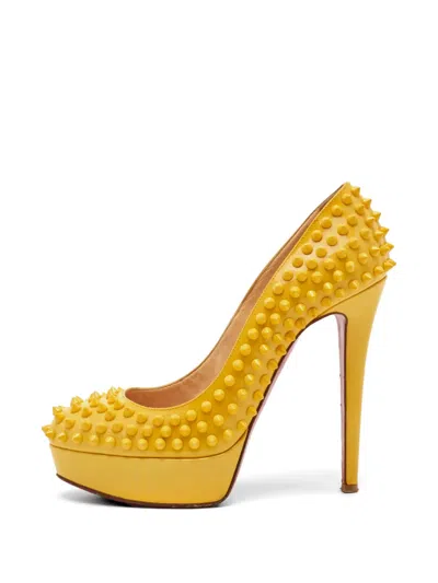 Pre-owned Christian Louboutin Bianca Spike Platform Pumps In Yellow