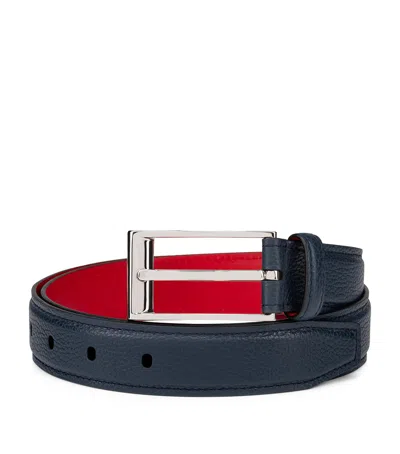 Christian Louboutin Bizbelt Leather Belt In Navy