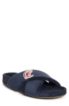 Christian Louboutin Men's Bizzu Sponge Cotton Criss-cross Slides In Blue