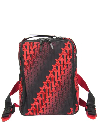 Pre-owned Christian Louboutin Black And Red Nylon Backpack (authentic Pre-loved)