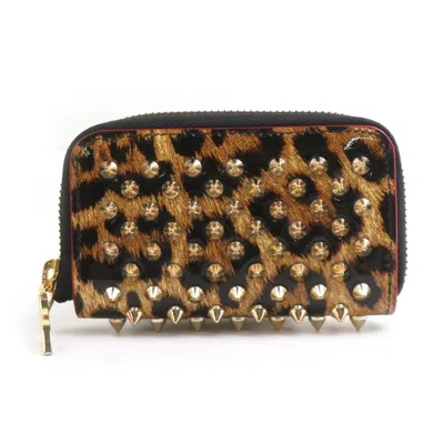 Pre-owned Christian Louboutin Black Brown Patent Leather Coin Purse/coin Case () In Multi